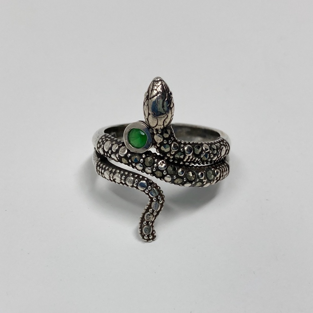 Snake ring sterling silver ring 925  for women with small zirconia